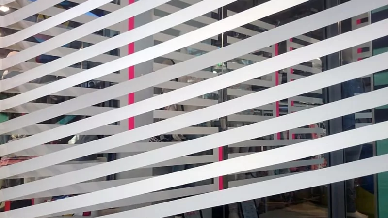 Closeup of the three-dimensional optical art installation by Ostap