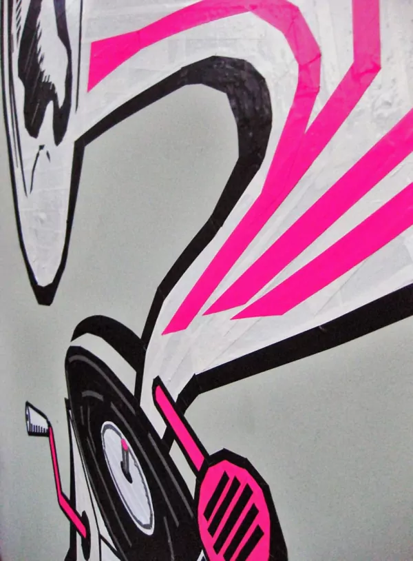 DJ Deaf- Duct tape Graffiti piece by Ostap- closeup