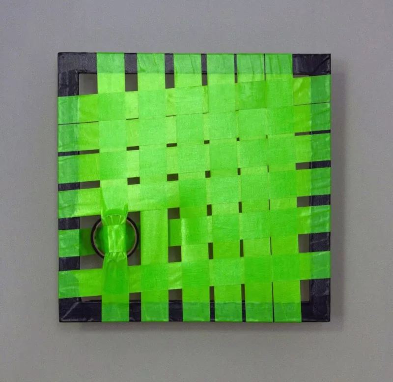 Green-abstract woven duct tape art- Ostap 2013