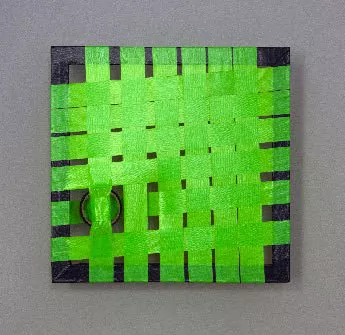 Green Construction- woven abstract duct tape art- Featured image