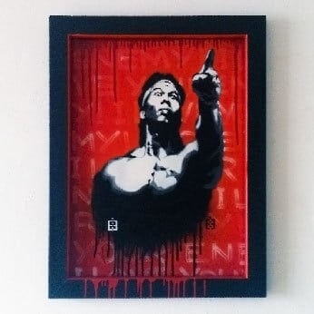 Bolo Yeung portrait- Stencil spray art- thumbnail