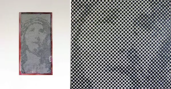 Imagination, The Jesus Portrait, 2013, stencil, spray paint, canvas 140x70 cm