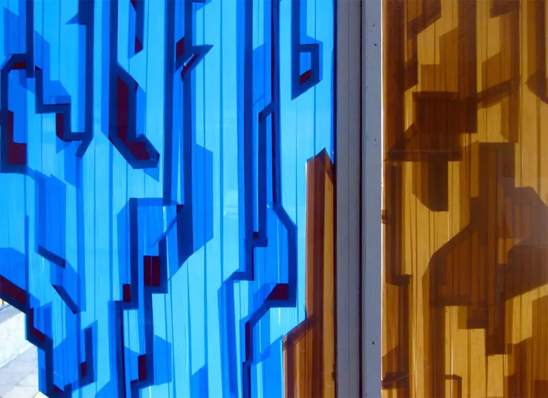 Closeup- Mystique-abstract packing tape installation