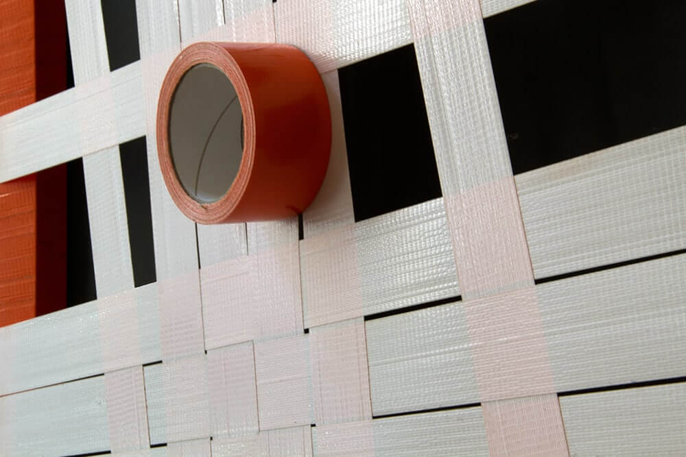 Orange -Structure 1-Abstract Woven Tape Art- close-up