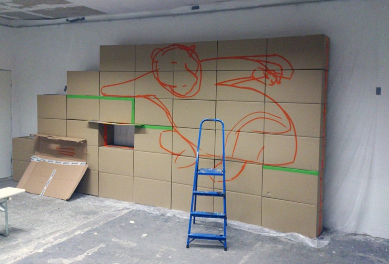 Schritt 02- Konturen Malen-Google Panda-indoor graffiti-Auftrag