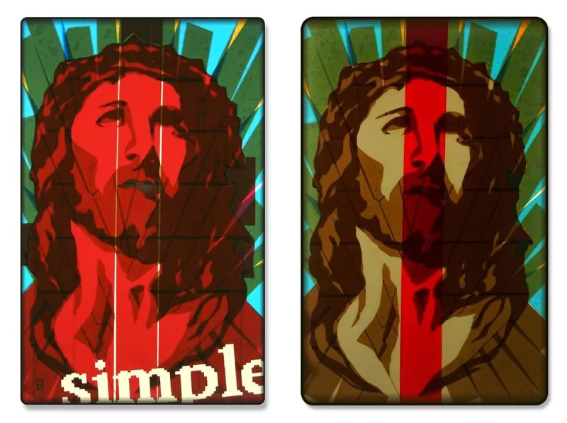 Simply-Pop-Icon-packing-tape-art-diptych-Ostap-2013