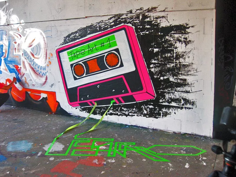 Tape Cassette- Mixed media graffiti- street art festival at Berlin-Teufelsberg-2012