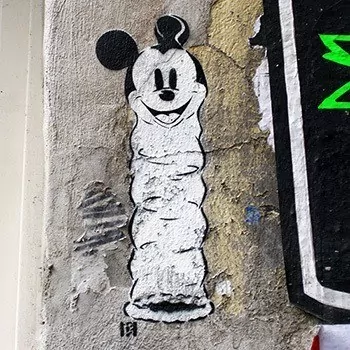 Loving Disney-Mickey Mouse- stencil street art- Ostap 2015