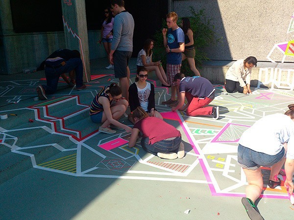 Tape street art workshop in school
