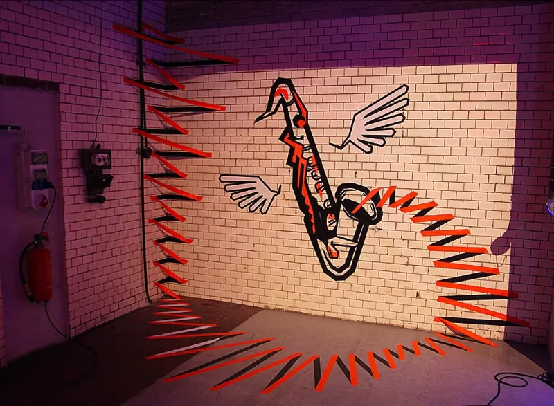 the sound-3d tape graffiti- Ostap artist-commission RBC Bank-2014