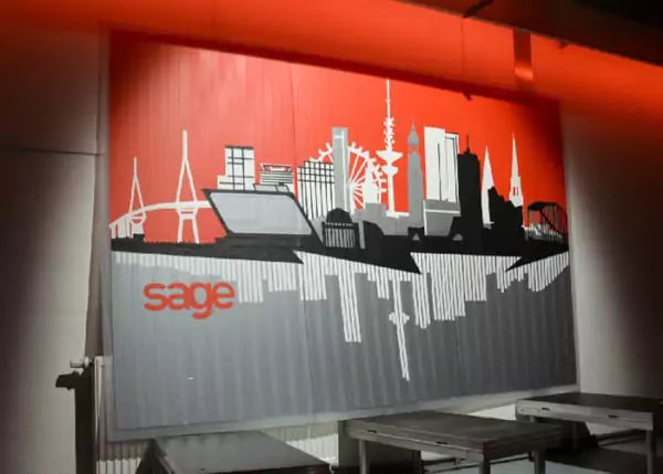 Finished tape art piece- Hamburg Skyline- Live Painting Show Tour 2016