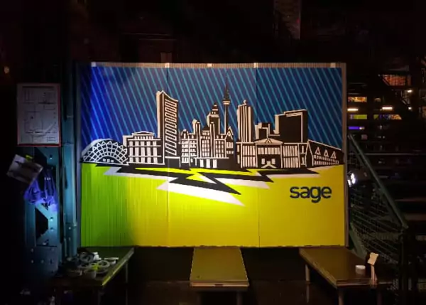 Finished tape artwork- Leipzig Skyline-live show 2016