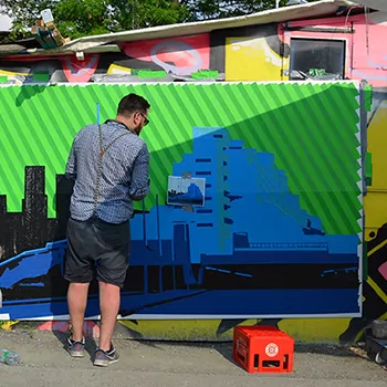 Live taping show- Tape Art Skyline-project Degewo event- 2016