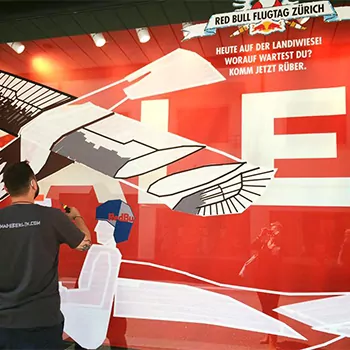 Tape street art project by Selfmadecrew- Red Bull Flying Day in Zurich 2016