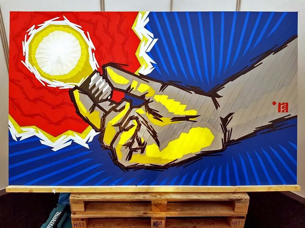 light bulb- duct tape artwork- Commission by Selfmadecrew-Damme 2017