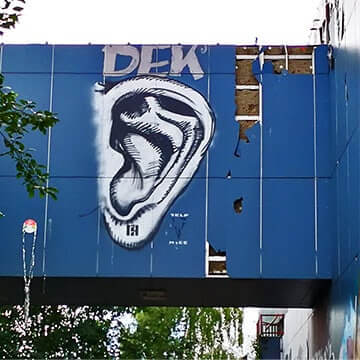 Ear- NSA listening station-Teufelsberg-street art by Selfmadecrew