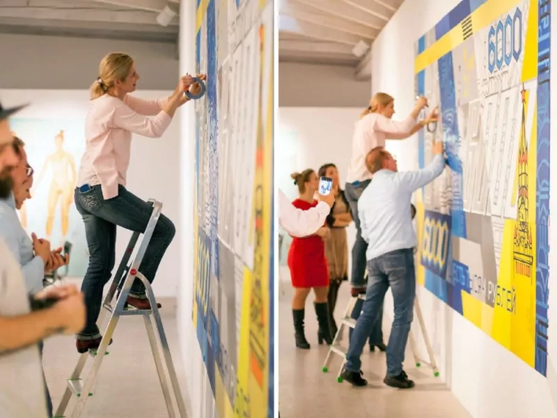 Last corrections- Team event with tape art