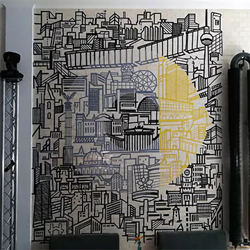 Tape wall art by Selfmadecrew-Event Location Design for Smart and Mercedes