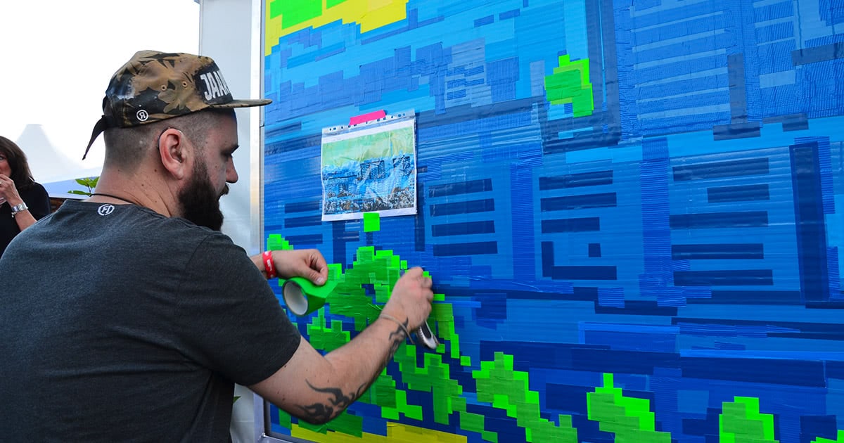 Live Tape Art with the Mayor of Berlin Tape Art by Ostap