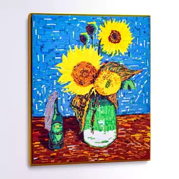 Sunflowers-(feat Van Gogh)-duct tape painting- featured image