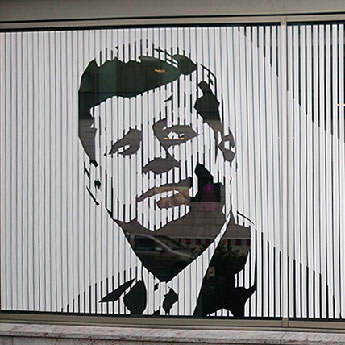 JFK portrait made with white duct tape- Berlin 2015- thumbnail