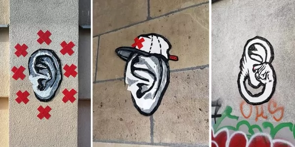 Selfie (series), 2018-2019, duct tape paste-ups