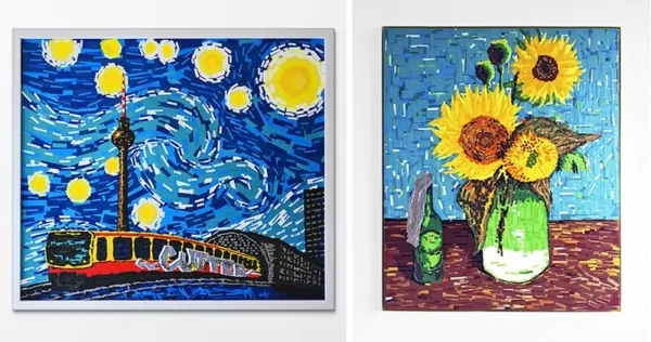 The collaborations of Van Gogh and Ostap, duct tape, 2014-2015