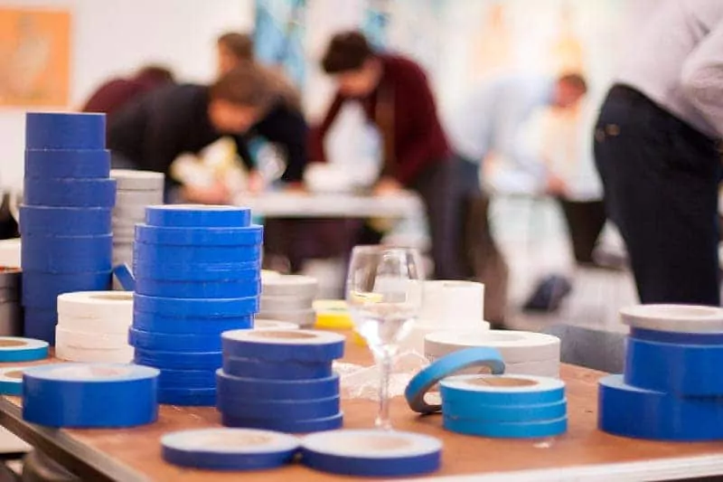 First steps at tape art workshop with Selfmadecrew artists