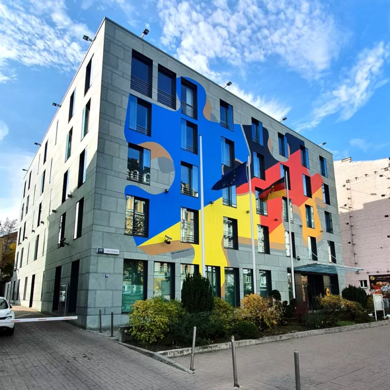 Mural artwork on German Embassy in Kyiv Ukraine