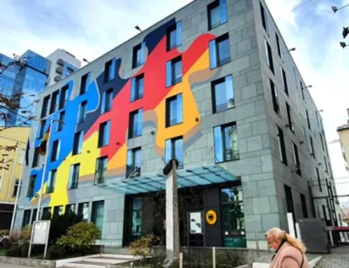The German Embassy Tape Art Mural in Kyiv (Ukraine)