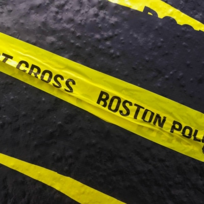 Closeup of the tape- Boston police do not cross the line