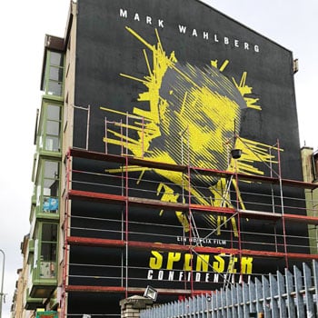 Mark Wahlberg's tape art mural for netflix- preview