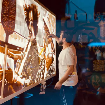 Tape artist Slava Osinski at work