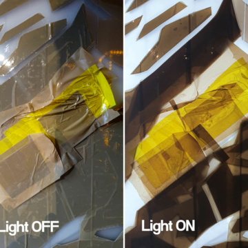 Brown packing tape with loght off and light on