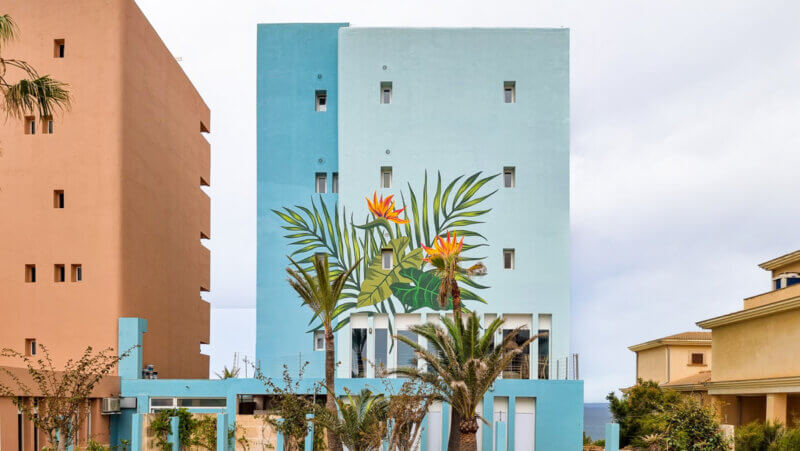 Finished façade artwork- mural 3- Mallorca Bikini Island Hotel 