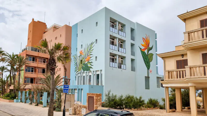 Façade artwork- murals 2 and 3- Mallorca Bikini Island Hotel